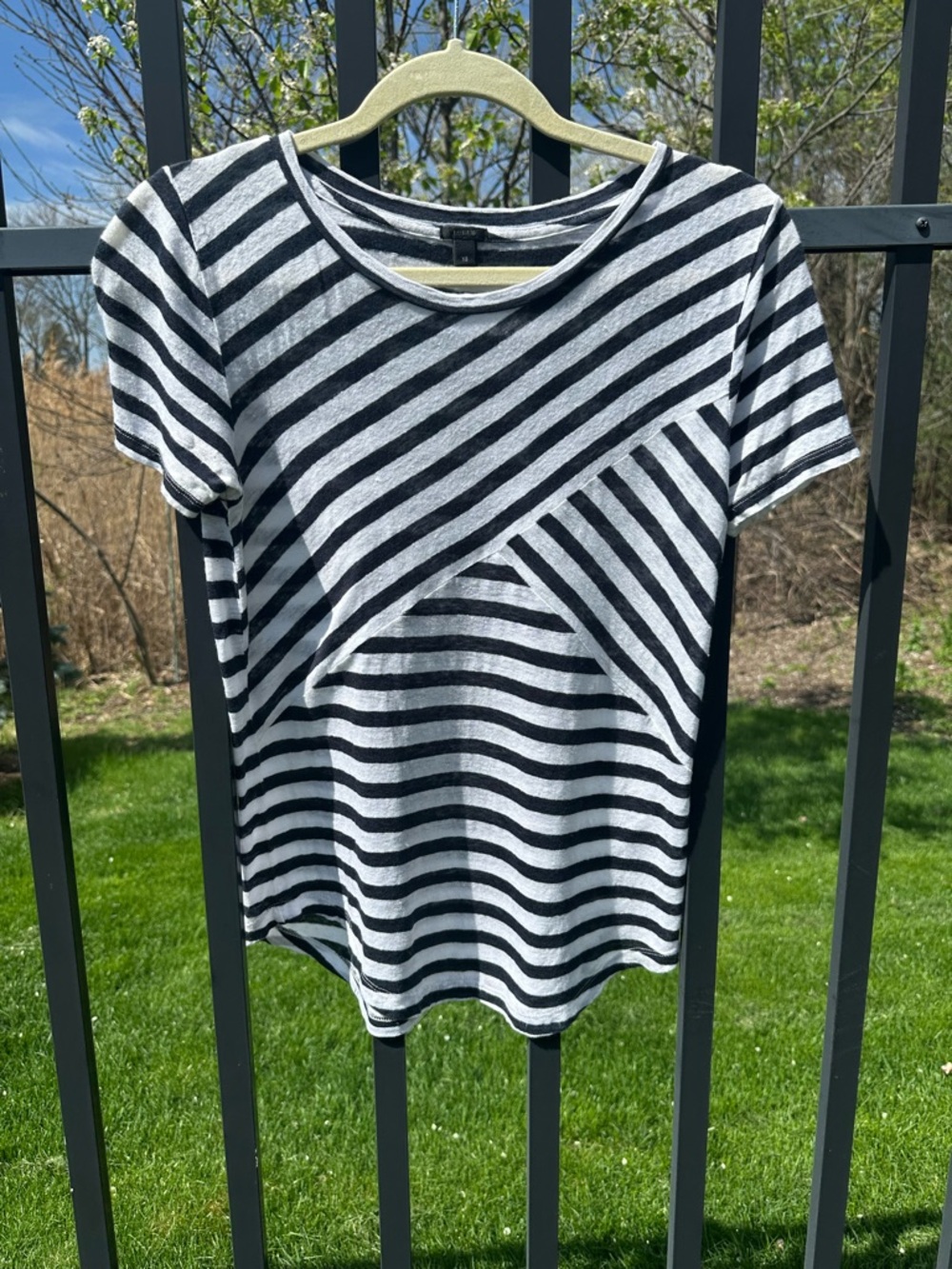 J. Crew Black & White Diagonal Stripe Short-Sleeve Tee